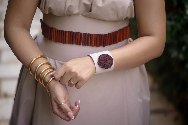 Camel Leather Charm Bracelet